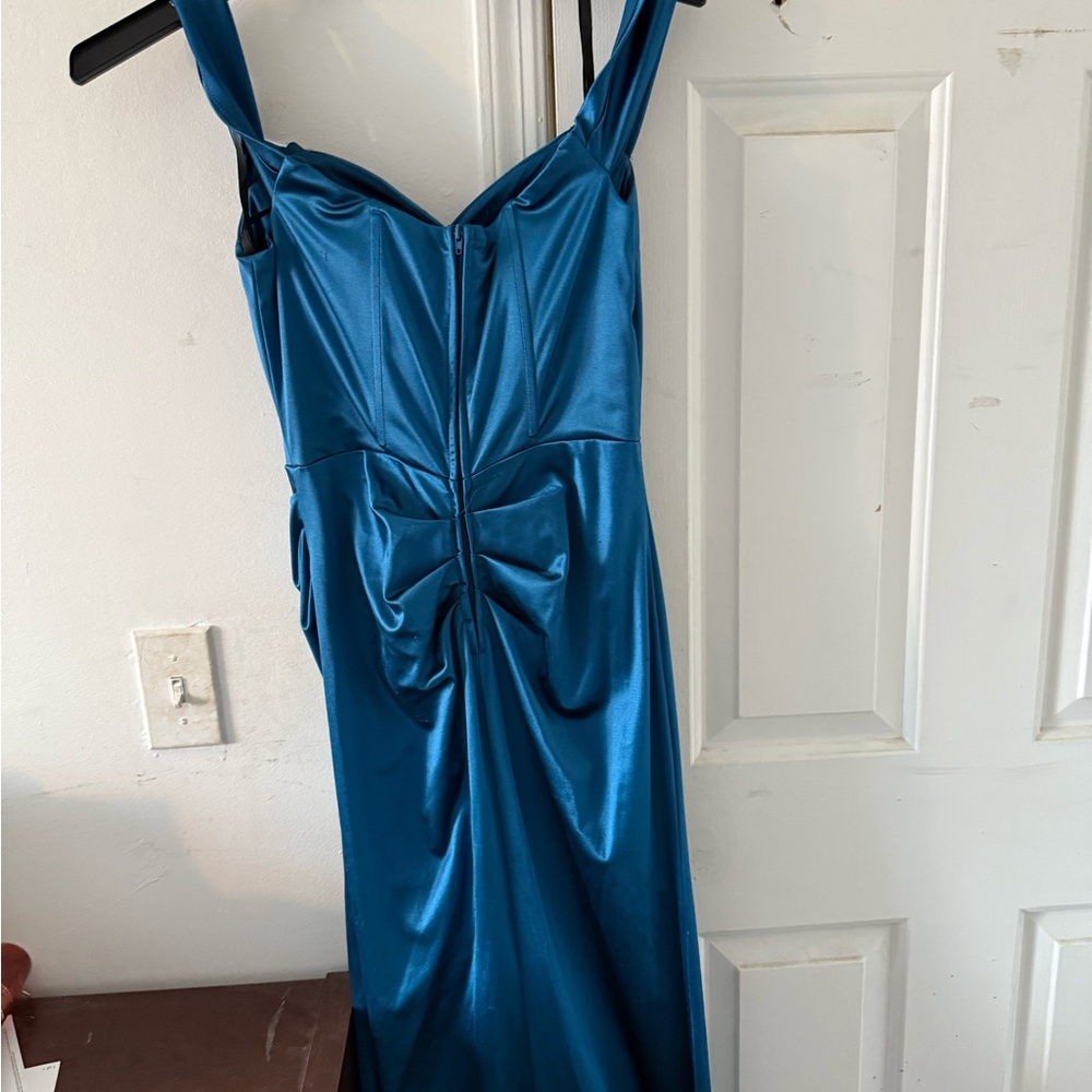 Elegant Blue Satin Dress